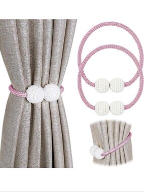 Premium 2PCS Magnetic Curtain Tiebacks Convenient Drape Tie Back Pink